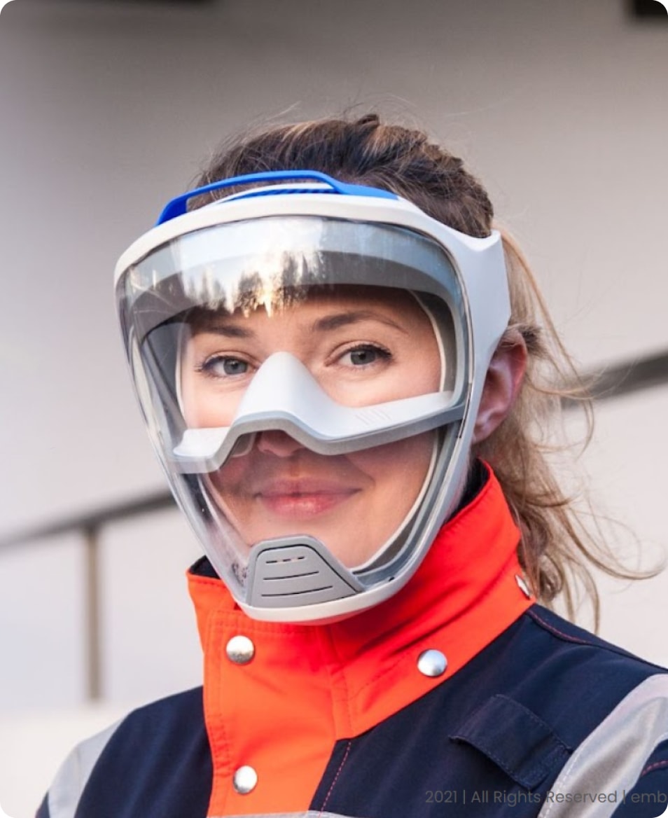 a firefighter wearing the embrace mask